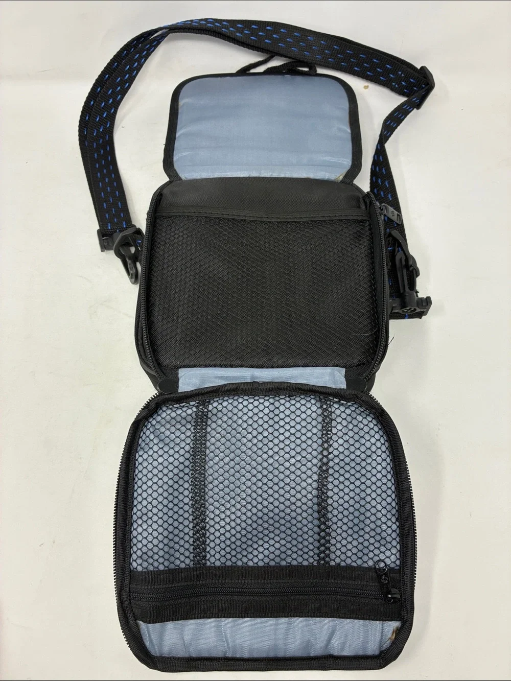 Samsonite Black Messenger Bag with Blue Accents